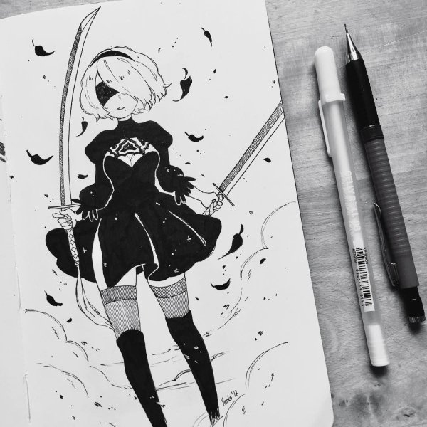 Инктобер скетчи аниме