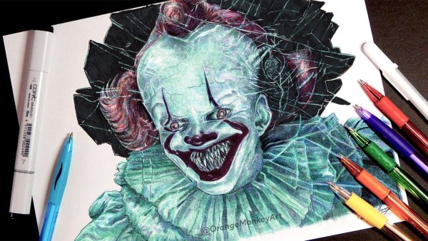 Pennywise арт ручкой легко