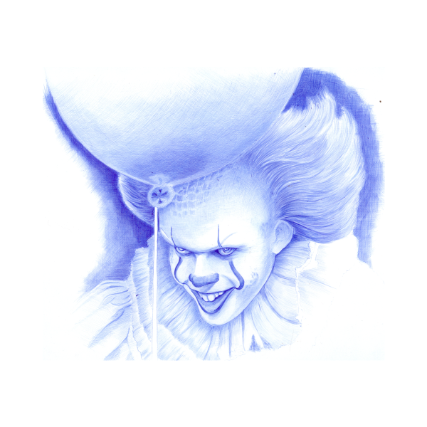 Рисунок клона арт ручкой синей