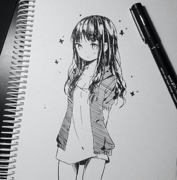 Аниме девочки ручкой
