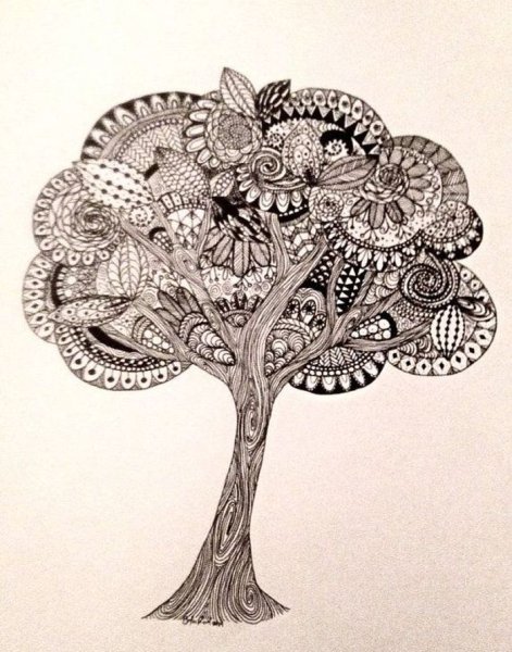 Дерево дудлинг и Зентангл