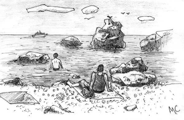 Наброски людей на море