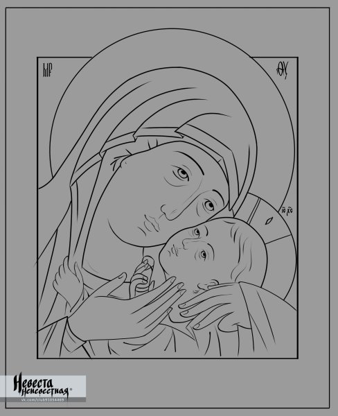 Владимирская икона Божией матери прорись