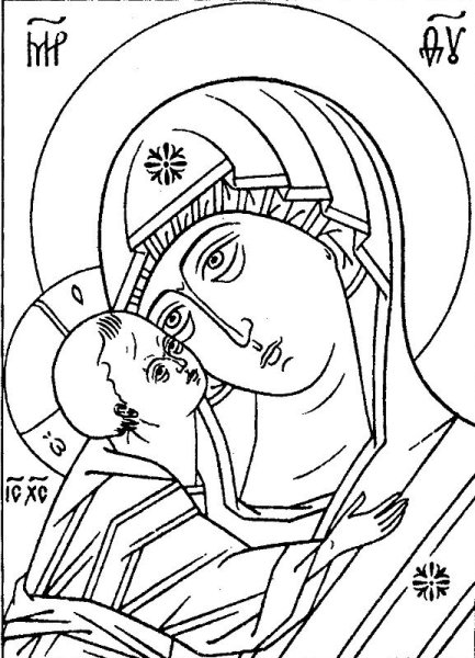 Икона Божией матери прорись