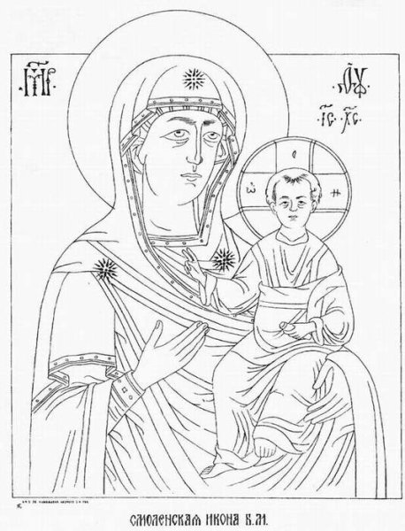 Икона Смоленская Божья Матерь прорись