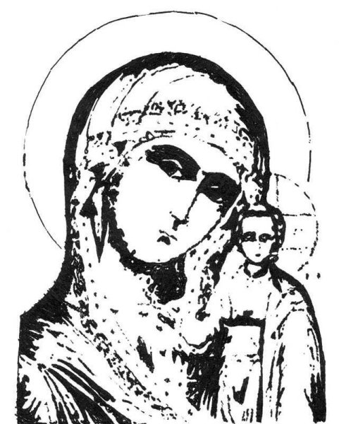 Икона Пресвятой Богородице воспитание прорись