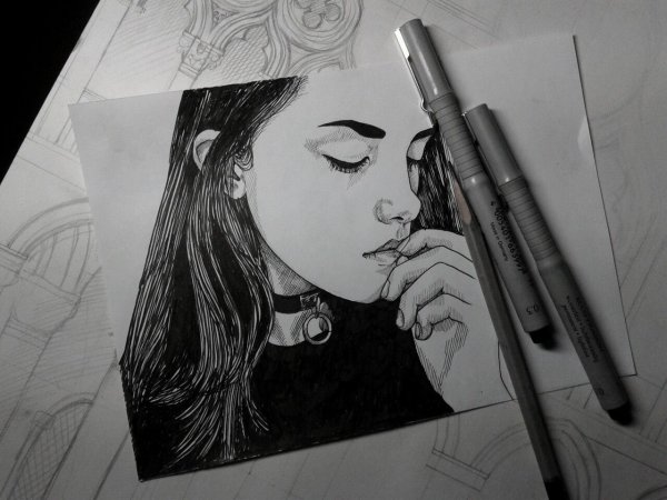 Чёрная ручка для рисования