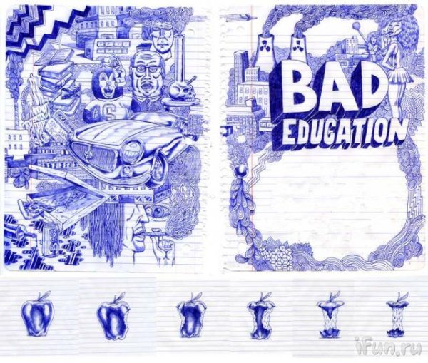 Рисунки ручкой в тетради