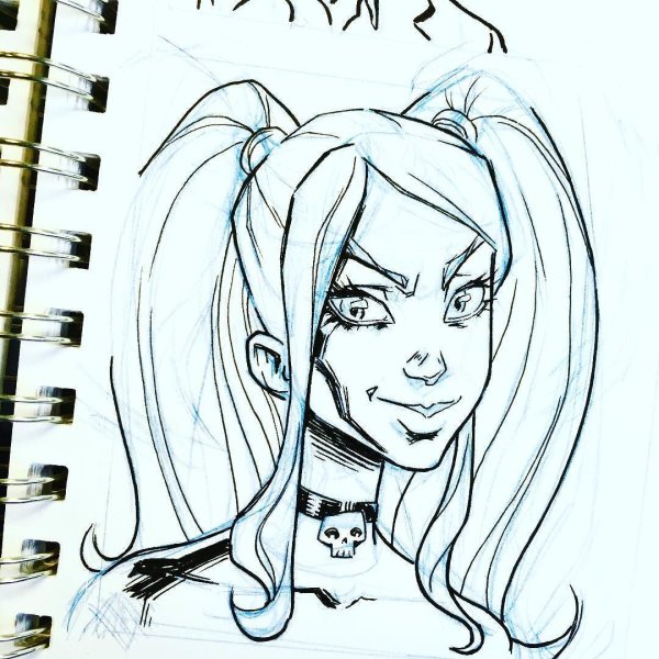 Скетчбук гелевой ручкой