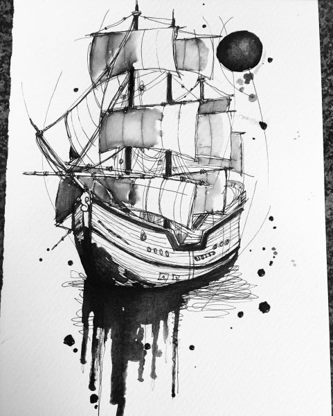 Объемный рисунок корабля