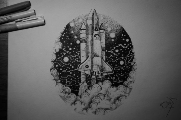 Космос гелевой ручкой