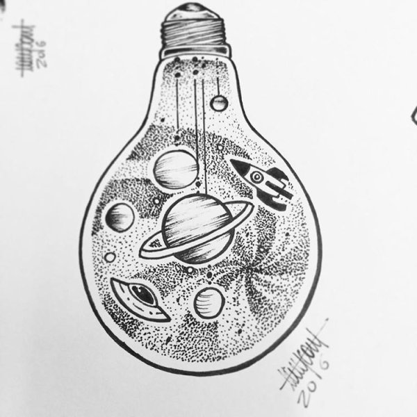 Рисунки для скетчбука лампочка