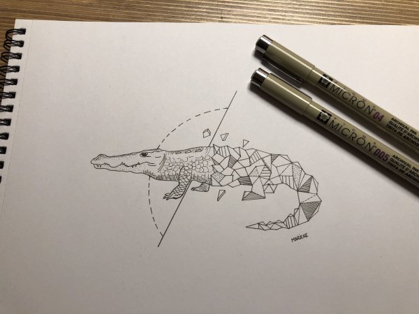 Тату крокодил Минимализм