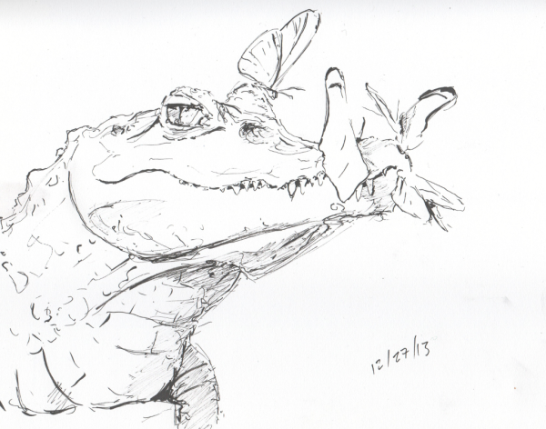 Крокодил рисунок карандашом профессиональный