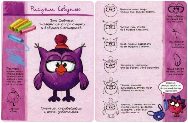 Поэтапное рисование смешариков