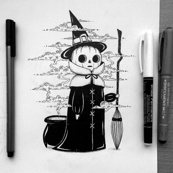 Рисунки маркером черным