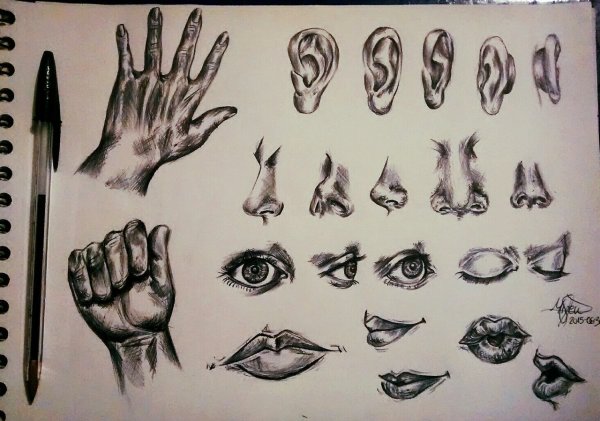 Нарисовать нос ручкой