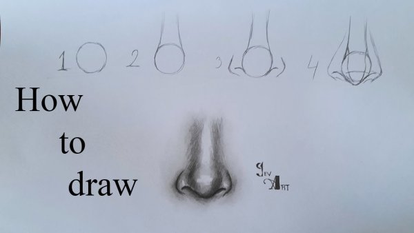 Нарисовать нос карандашом