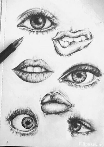 Пирсинг рисунок карандашом