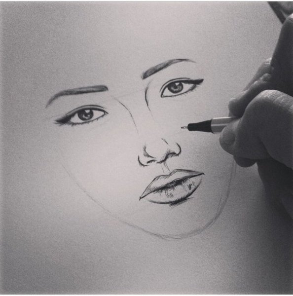 Рисунки чёрной ручкой лицо