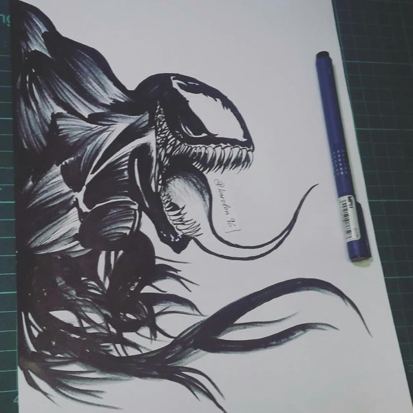 Веном черной ручкой