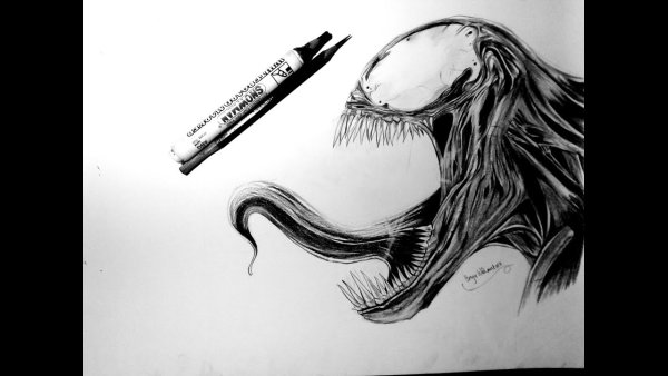 Веном скетч маркерами