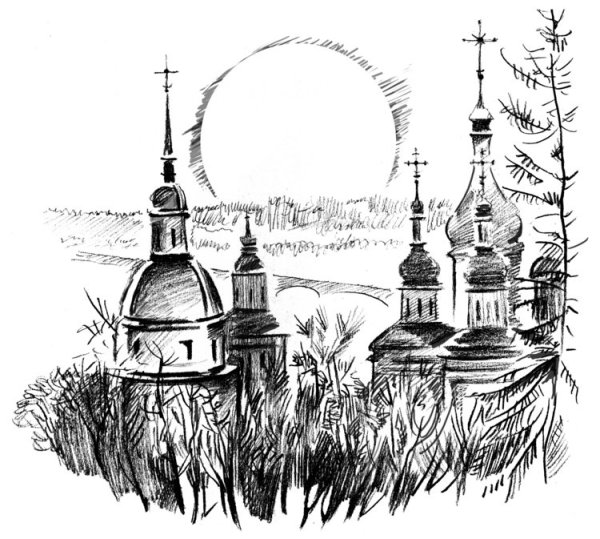 Эскиз для выжигания Церковь