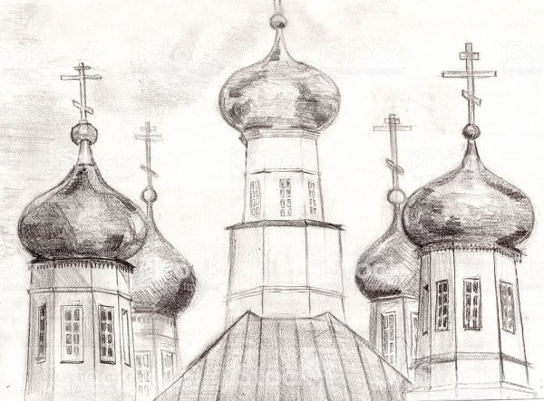Церковь карандашом