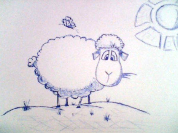 Нарисованный ручкой баран