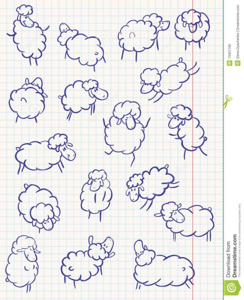 Много Барашков на одном листе рисунки