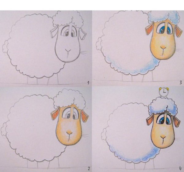 Овечка поэтапное рисование