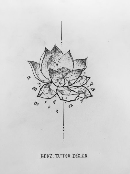 Лотос тату эскиз Минимализм