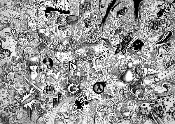 Психодел черно белый