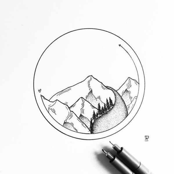 Тату в круге эскиз