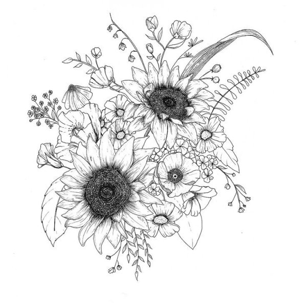 Тату полевые цветы эскизы