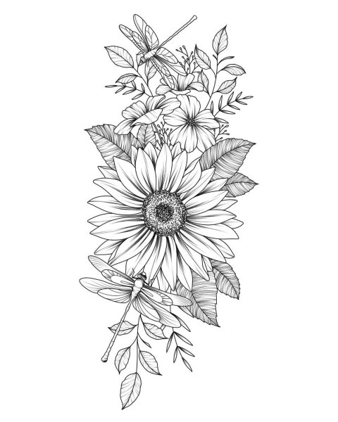 Тату подсолнух эскизы