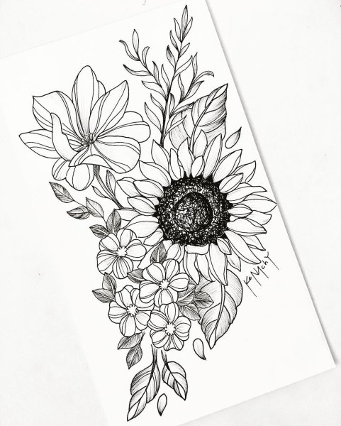 Тату подсолнух эскизы