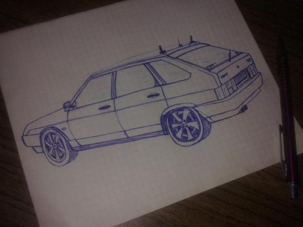 ВАЗ 2109 рисунок ручкой