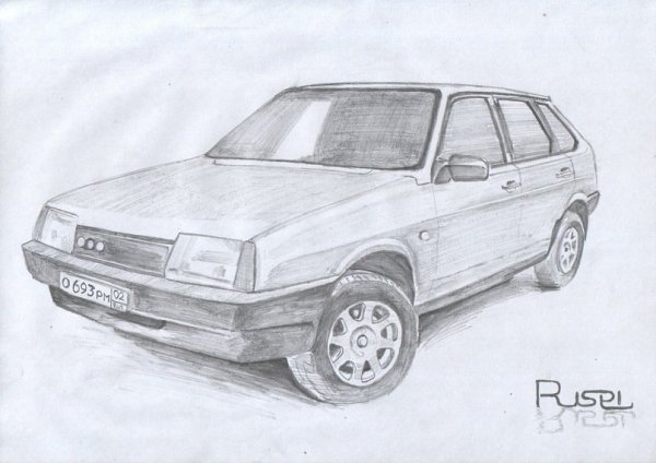 ВАЗ 2109 карандашом спереди