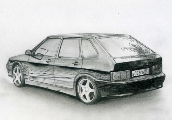 Нарисовать ВАЗ 2114 сзади