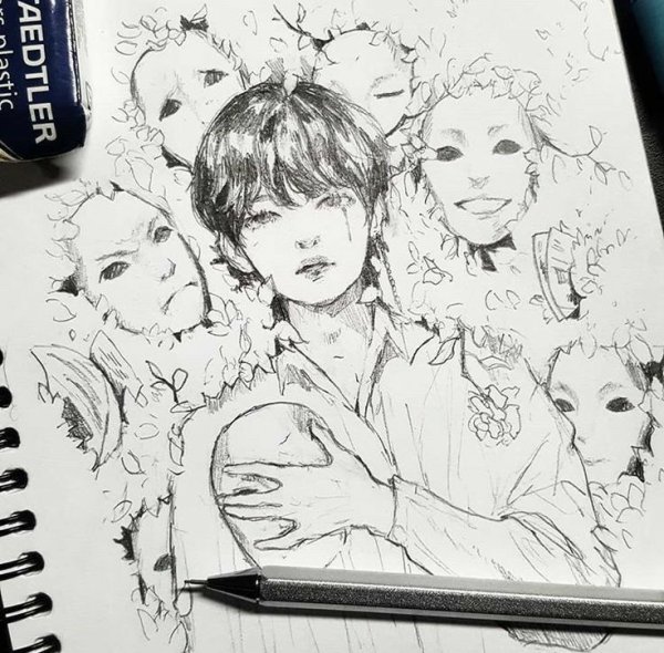 БТС Тэхен рисуночек