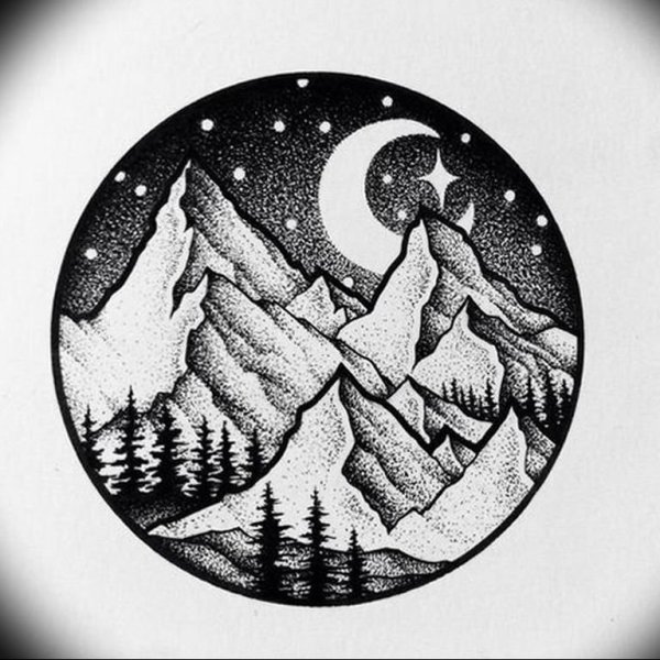 Графический пейзаж в круге