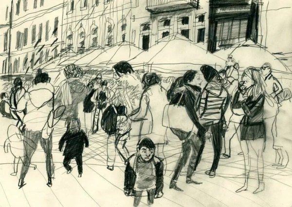 Скетчи людей на улице