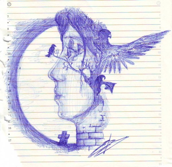 Каракули ручкой в тетради