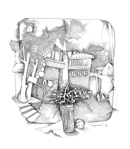 Зима в стиле книжная Графика