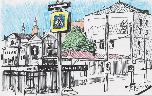 Город рисунок карандашом