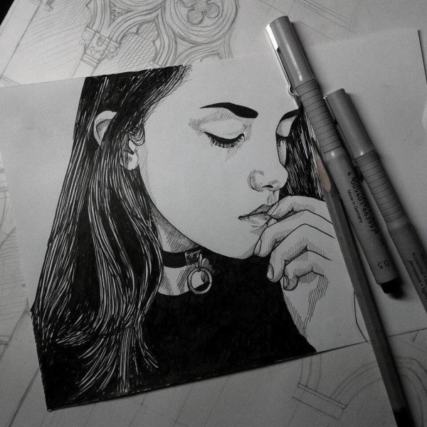 Чёрная ручка для рисования