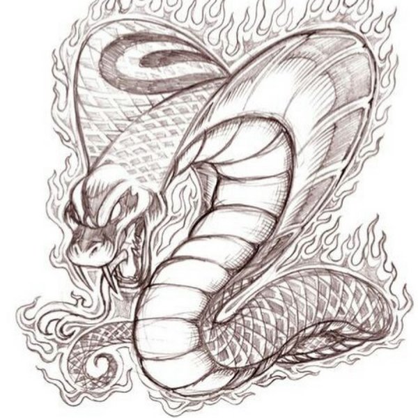 Тату змеи карандашом