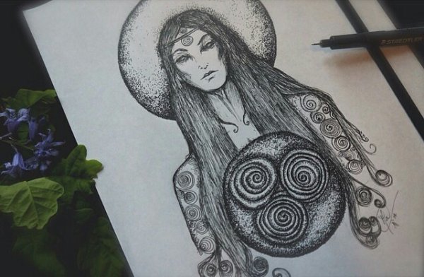 Иллюстрации в скетчбуке ведьмы