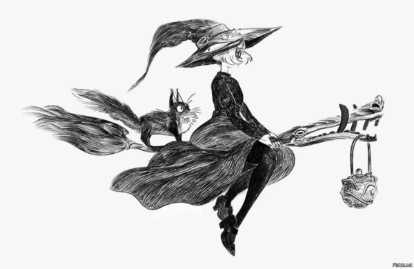 Ведьма рисунок карандашом